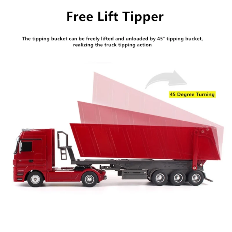 Simulazione di forma realistica RC Camion pesante Carico grande Secchio girevole da 45 gradi Effetto sonoro Giocattolo per camion RC completamente controllabile