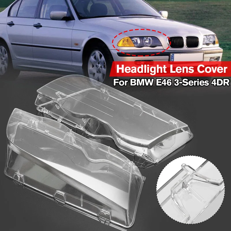 Osłona reflektora samochodowego z przezroczystą soczewką pasuje do BMW serii 3 E46 1998 - 2001 4-drzwiowe akcesoria samochodowe przed liftingiem