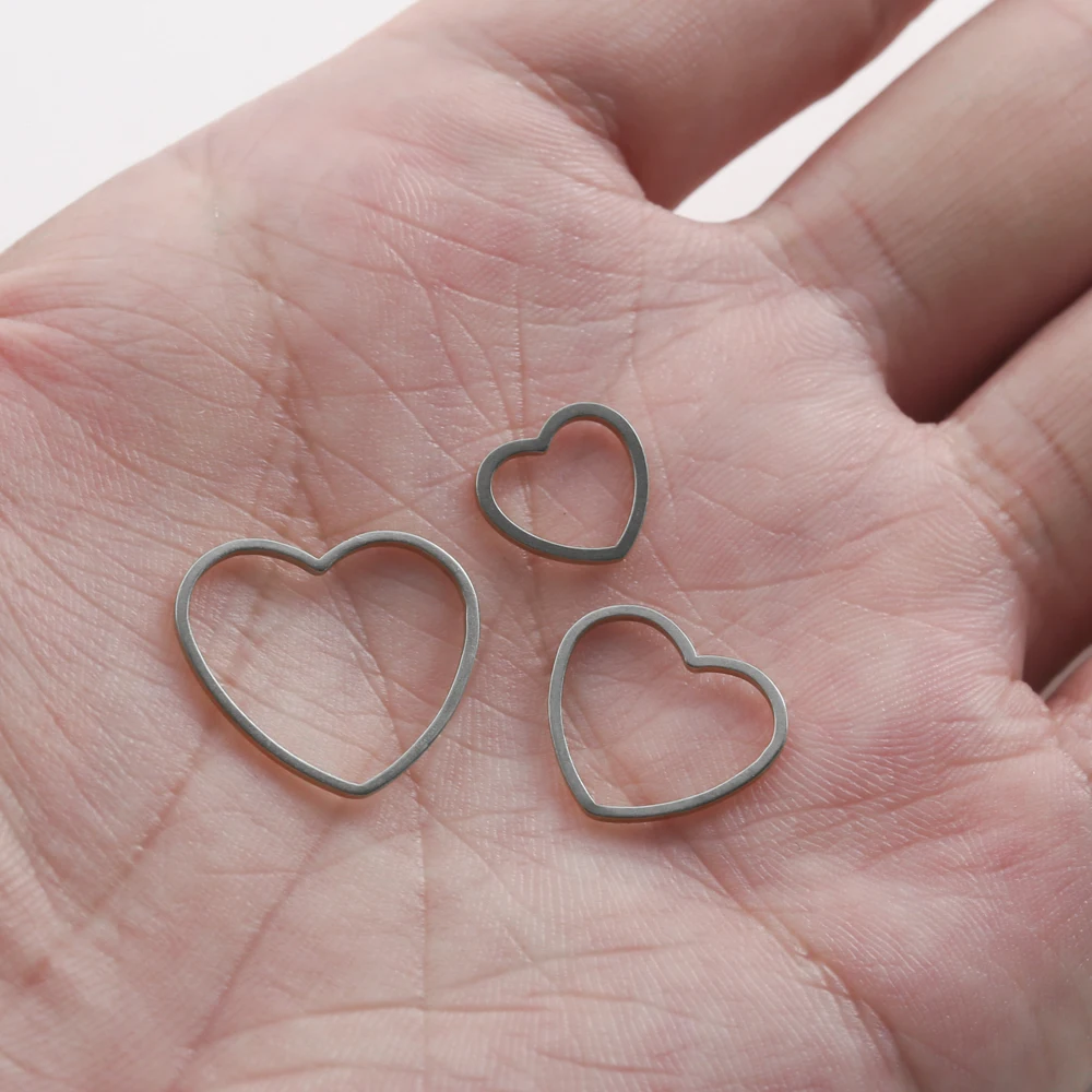 20Pcs Stainless Steel Heart Charms Connector Pendant Bezel Hollow Resin Frame Components Mold For DIY Earrings Jewelry Making
