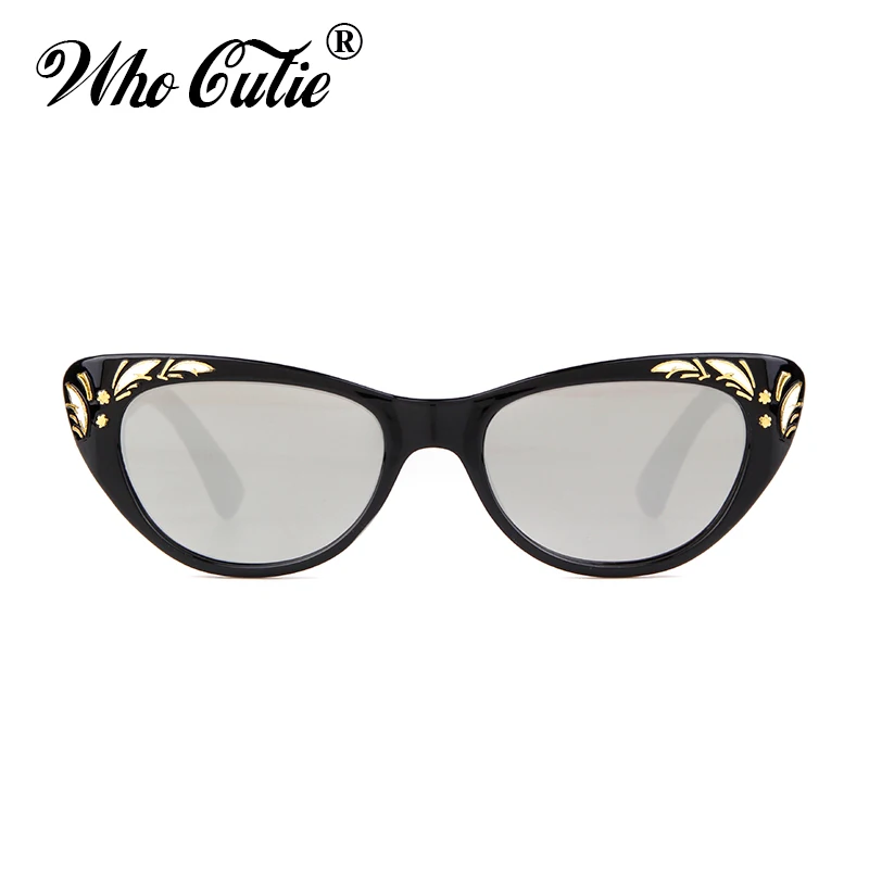 WHO CUTIE 2025 Black Cat Eye Sunglasses Women Brand Designer High Quality Retro Vintage Cateye Frame Sun Glasses Shades OM693