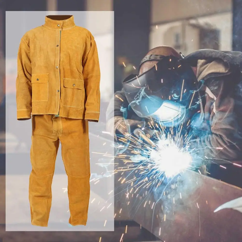 Welding Clothing Workwear Protective Suit Durable Splash-proof Adiabatic Flame Heat Resistant Clothes for Male