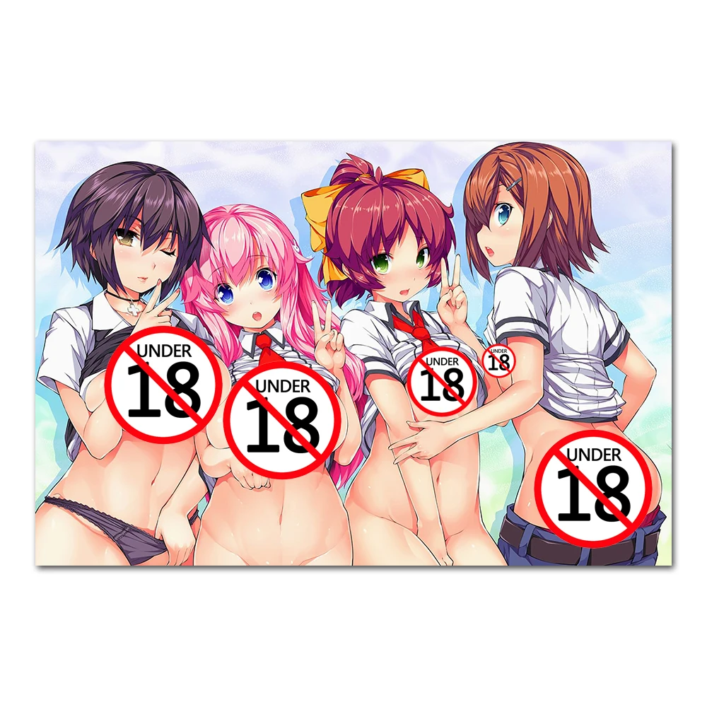 Anime Sexy School Uniform Girls Wall Art Adult Cartoon Poster and Print Canvas Cloth Fabric Paintings For Bedroom Home Decor