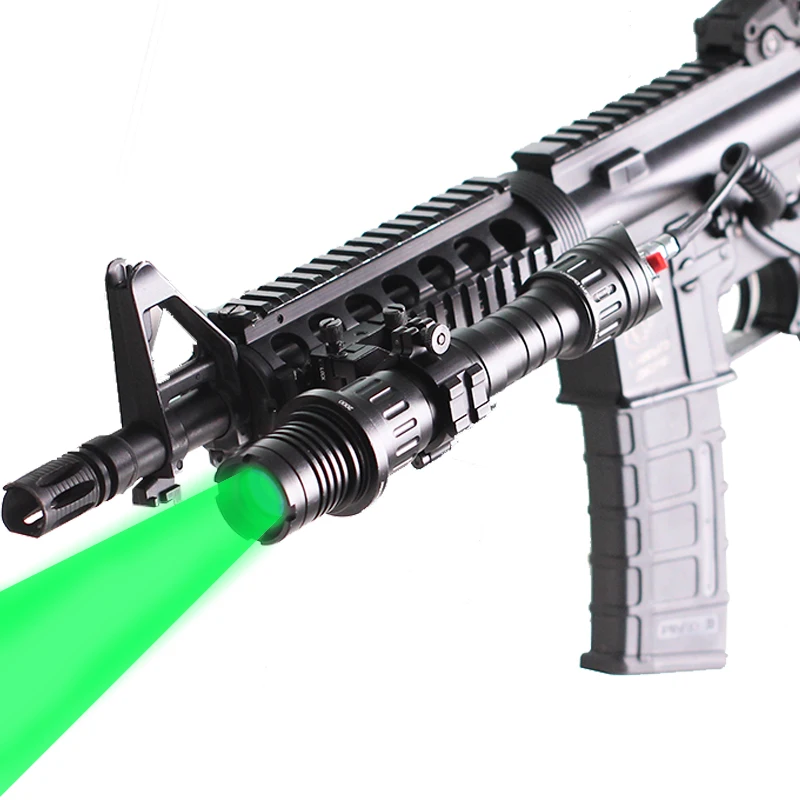 Zoomable 100 Green Laser Designator Flashlight Small/Big Adjustable Laser Size for Rifle Hunting Remote Switch