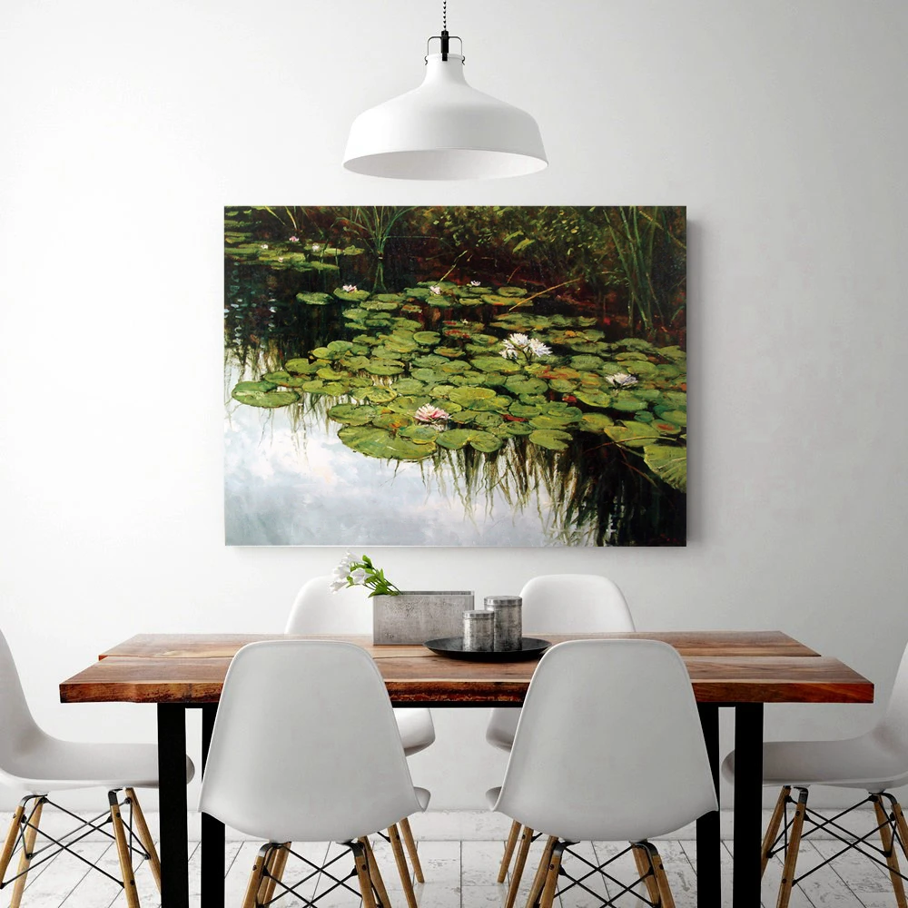 Custom Claude Monet Water Lilies Painting Large Artwork Canvas  Print Wall Art for Living Room Wall Decor Drop Shipping