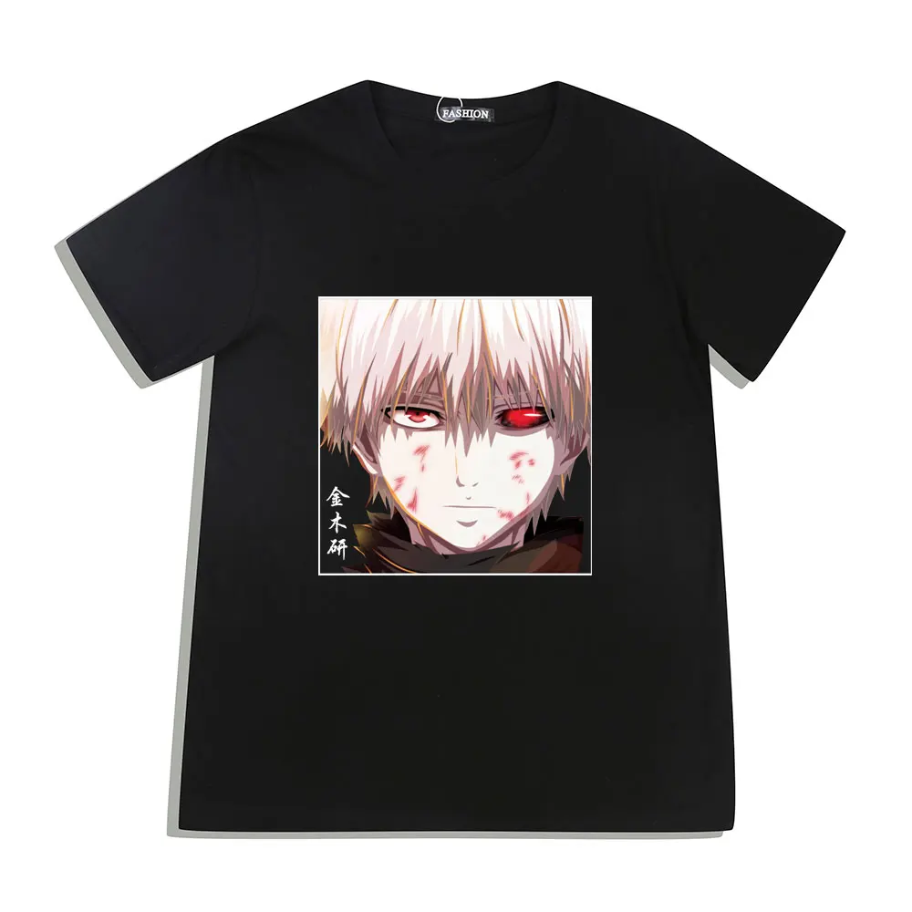 Tokyo Ghoul Kaneki Split Face T-Shirt New Authentic T Shirt Anime Summer Men Cotton O-neck Tshirt Hip Hop Tees Tops