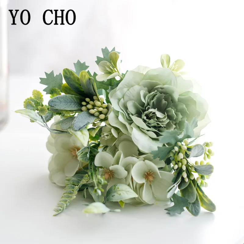 Small Bunch Artificial Peony Flower Bouquet Fake Camellia Flores Wedding Home Party Decor Bouquet Festival Silk Camellia Flowers