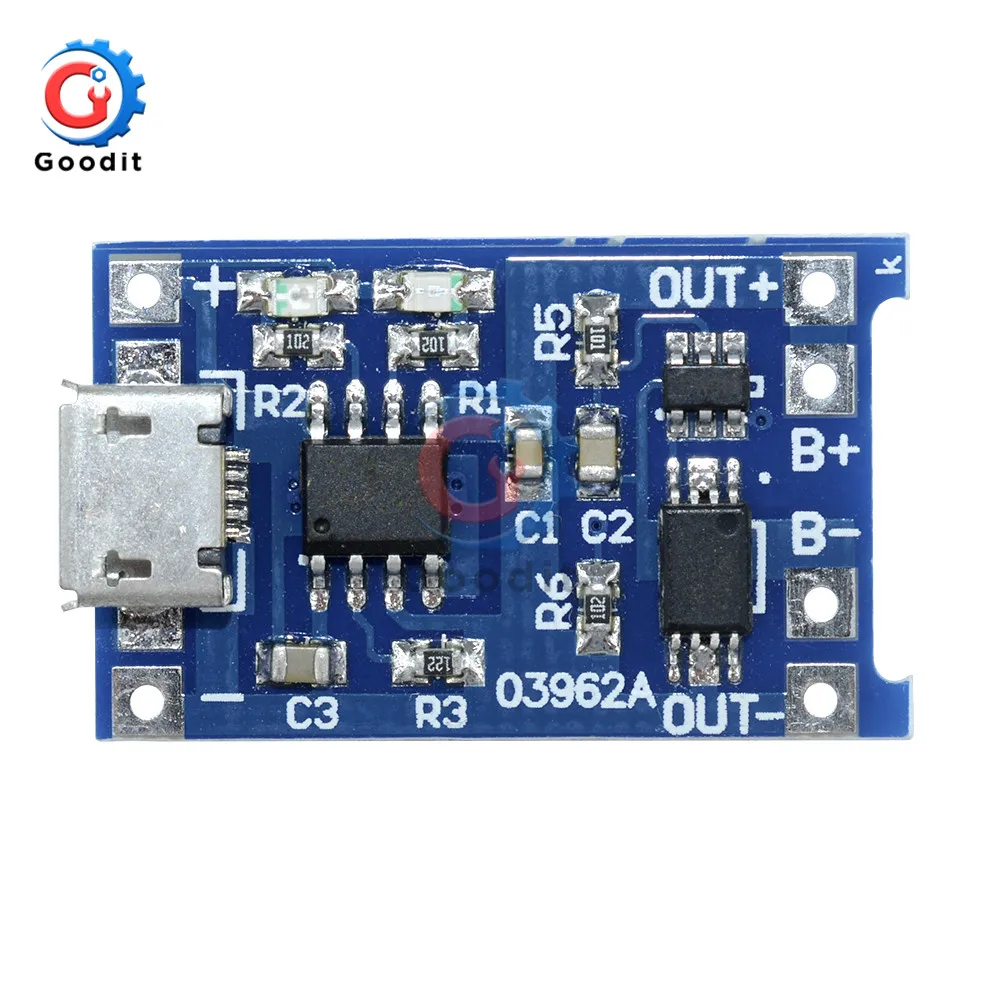 5V 1A Mini Micro USB 18650 Type-c Lithium Battery Charging Board Charger Module+Protection Dual Functions TP4056 18650