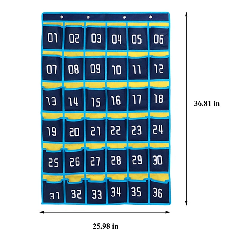 36 Numbered Pockets Chart Cell Phone Hanging Storage Bag Hanging Organizer For Classroom Mobile Phone Calculator Holders