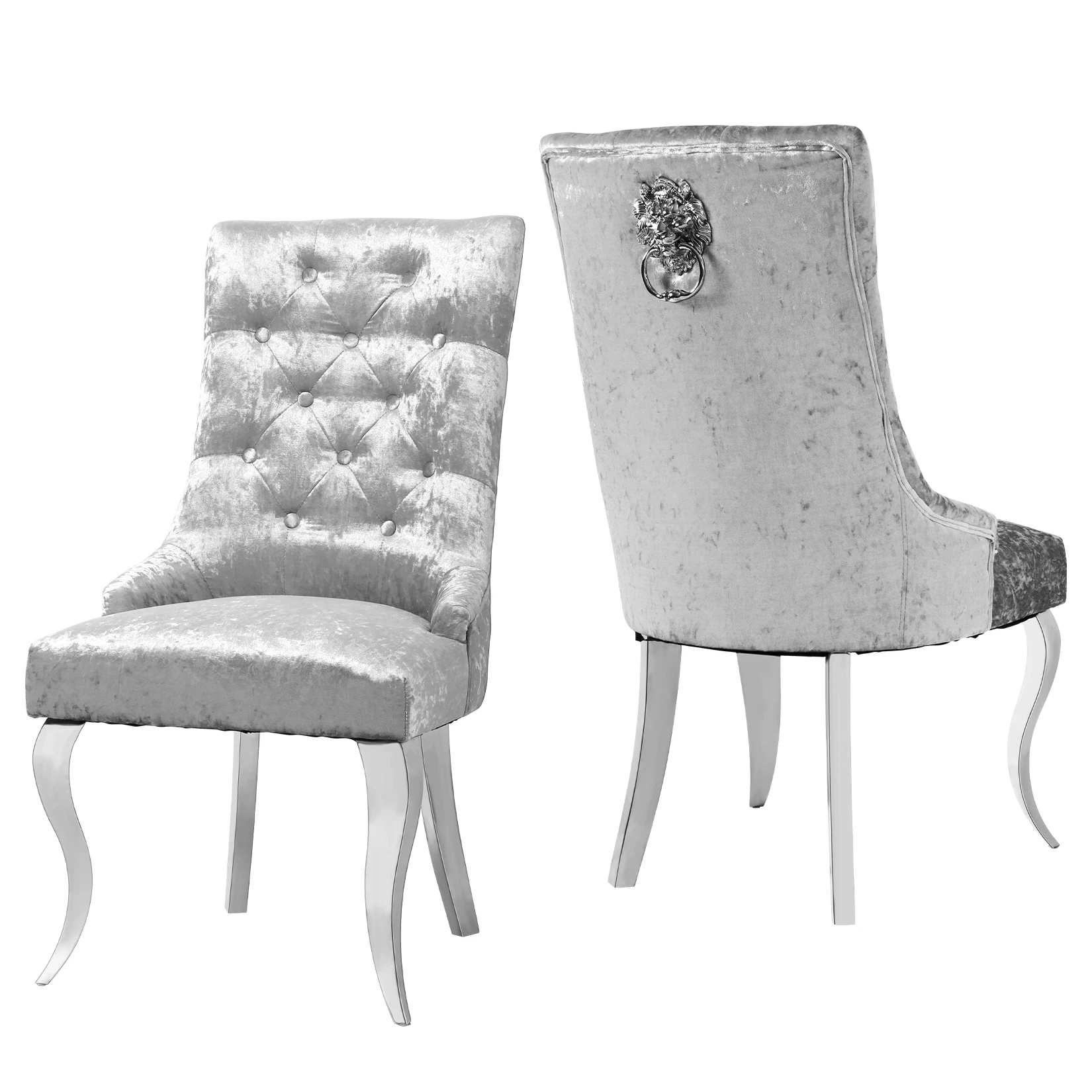 Extra Large Velvet Dining Chairs Upholstered  Elegant Tufted Wingback Chair with Ring Pull