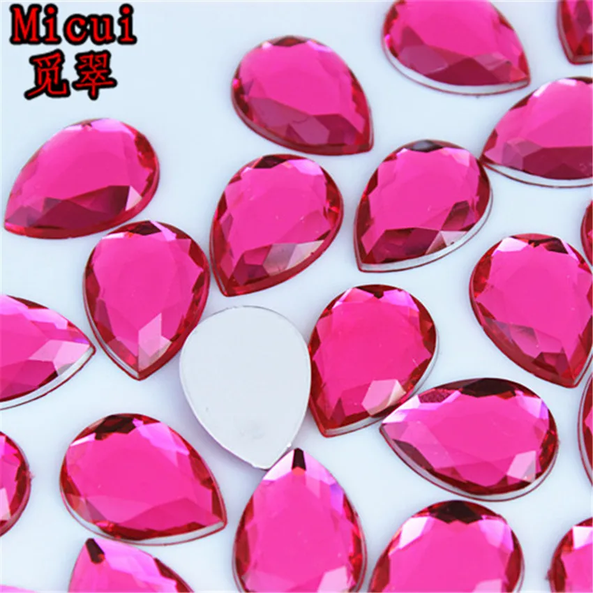 Micui 100PCS 13*18mm Crystal  Drop Rhinestone Flatback Acrylic Fancy Shape Strass Stones For Clothing Crafts Decorations ZZ452
