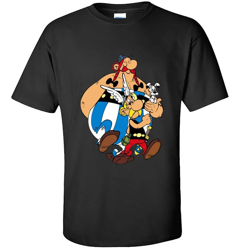 Asterix Anime Comic Funny Design Tops T Shirt High Quality 100% Cotton Mens T Shirts Printed Short Sleeve Tops Shirts Cheap