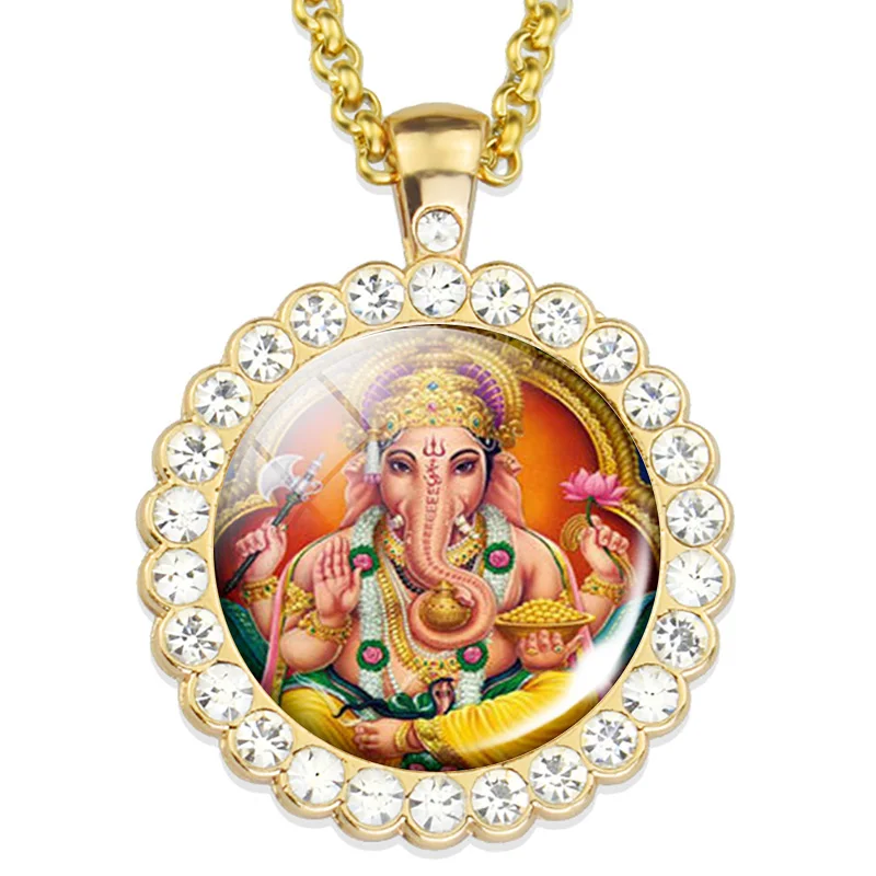 Lord Ganecha Pendant Elephent God Necklace Ganesha Hinduism Jewelery Amulet Charm Pendant for Him or Her