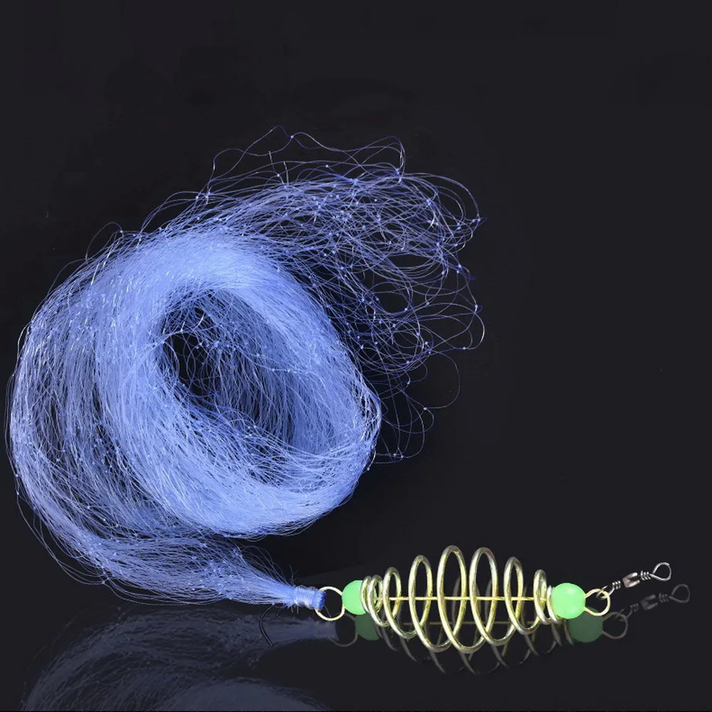 1pc Spring Shoal Fishing Net with Night Luminous Bead Ball Solid Ring Fishing Connector For Freshwater Fishing Tackle Supplies