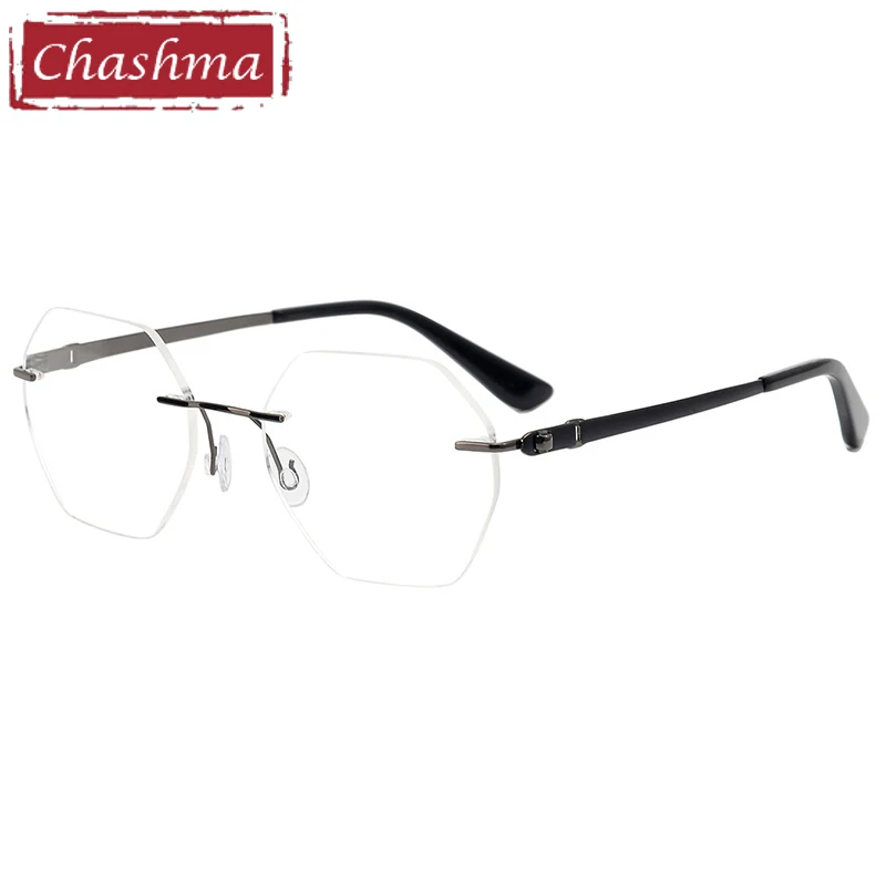 Chashma Rimless Pure Titanium Frame Octagon Eyewear Men Prescription Optical Glasses Female Progressive Anti Blue Ray Lenses