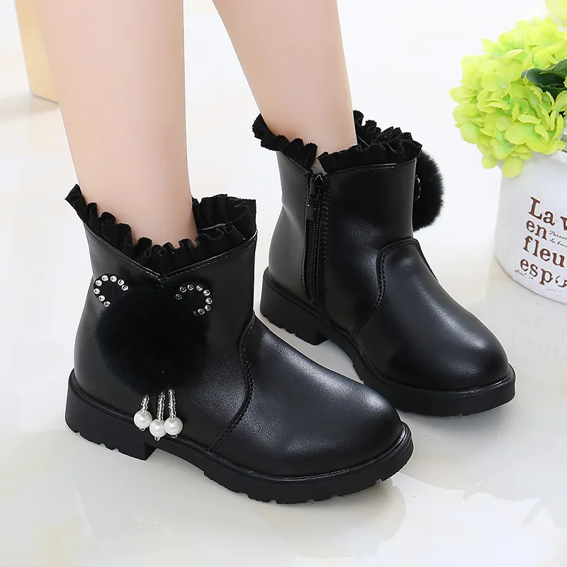 Kids Shoes 2020 Girlish Winter Snow Leather Boot Child Sneakers For Teenage Little Girl Middle Tube 3 4 5 6 7 8 9 11 12 13 Years