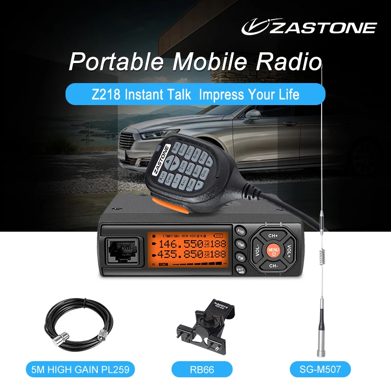 Zastone Z218 미니 자동 워키 토키 10KM 25W 듀얼 밴드 VHF/UHF 136-174mhz 400-470mhz 128CH 미니 Stazione 라디오 모바일 CB 라디오