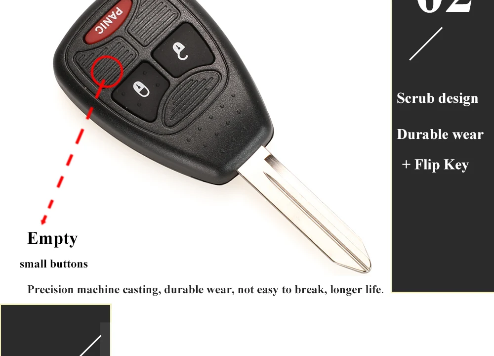 Jingyuqin 10X Car Key Shell Case 2/3/4/5/6 Butto for Chrysler Pacifica Aspen 300 Dodge RAM Caravan Jeep Commander Grand Cherokee