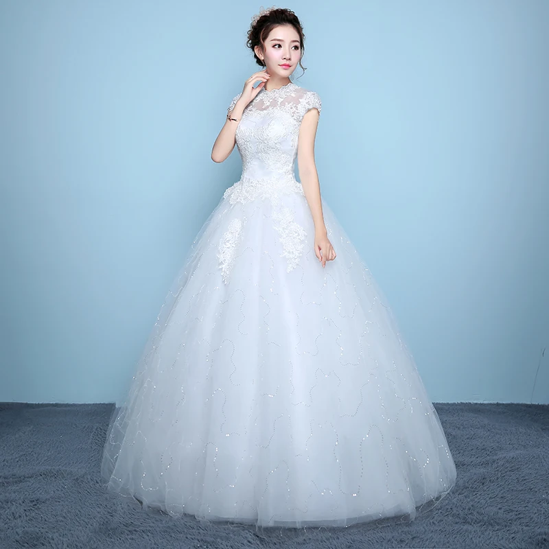 AnXin SH fiore pizzo bianco principessa vintage o collo illusione fiore di cristallo abito da ballo in pizzo rosso sposa abito da sposa personalizzato