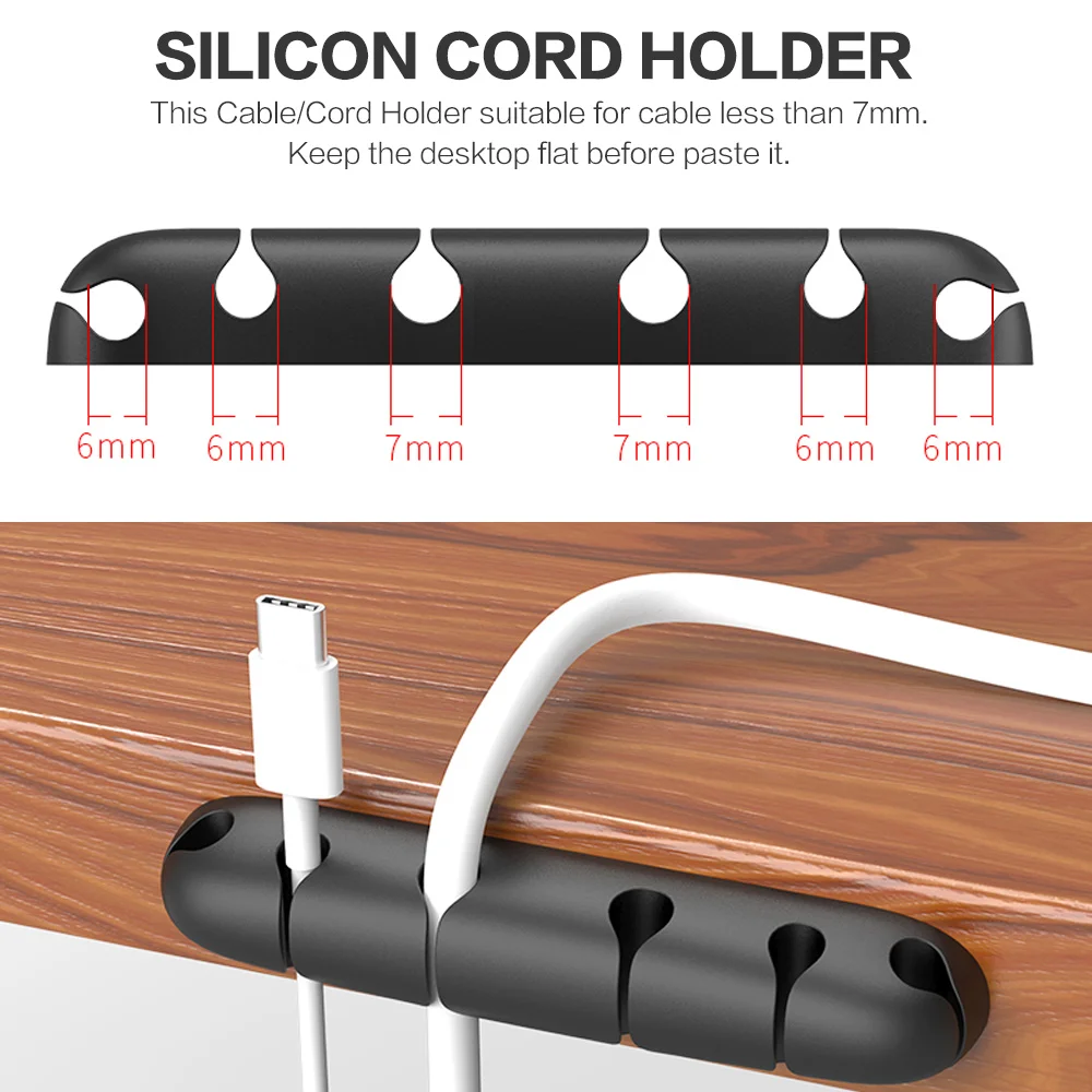 USB Cable Organizer Wire Winder Silicone Tie Fixer Wire Management organizador Cord Clip Office Desktop Phone Cables holder