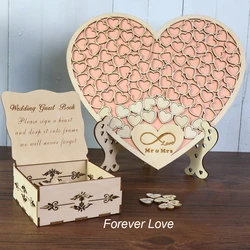Heart shape Wedding Guest book Decoration Rustic Pink Sweet Heart Drop box Wedding drop box 3D Guestbook with wooden box