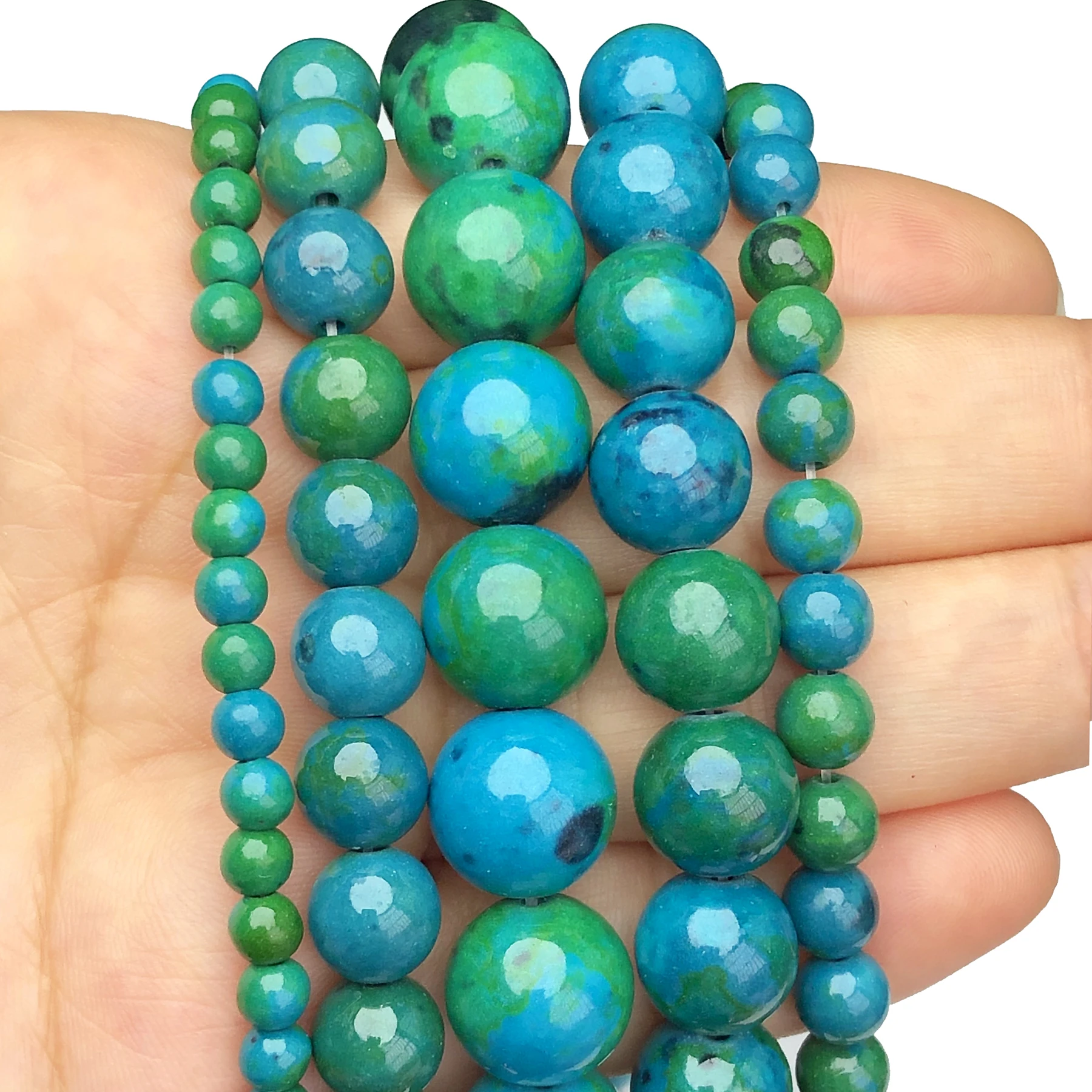 Green Chrysocolla Beads Natural Stone Phoenix Round Loose Spacer Beads For Jewelry Making DIY Bracelet Accessories 4/6/8/10/12MM