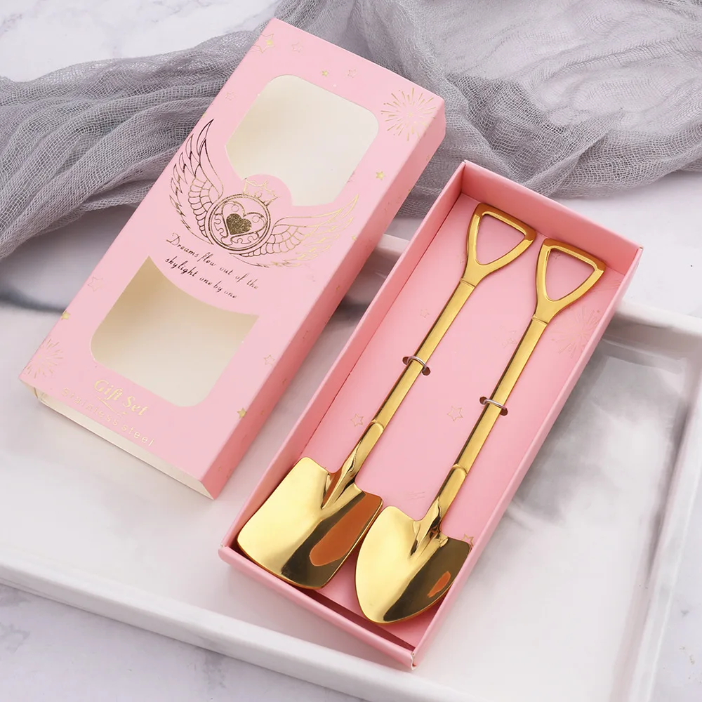 Stainless steel cool watermelon cool spoon dessert spoon ice cream spoon creative shovel coffee spoon golden spoon teaspoon set