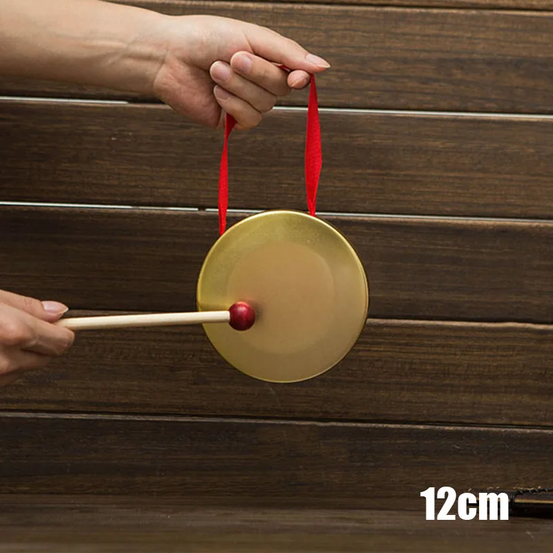 гонг Hand Gong With Wooden Stick Traditional Chinese Folk Musical Instrument Toy For Kids тарелка рука Music Instrument Gong