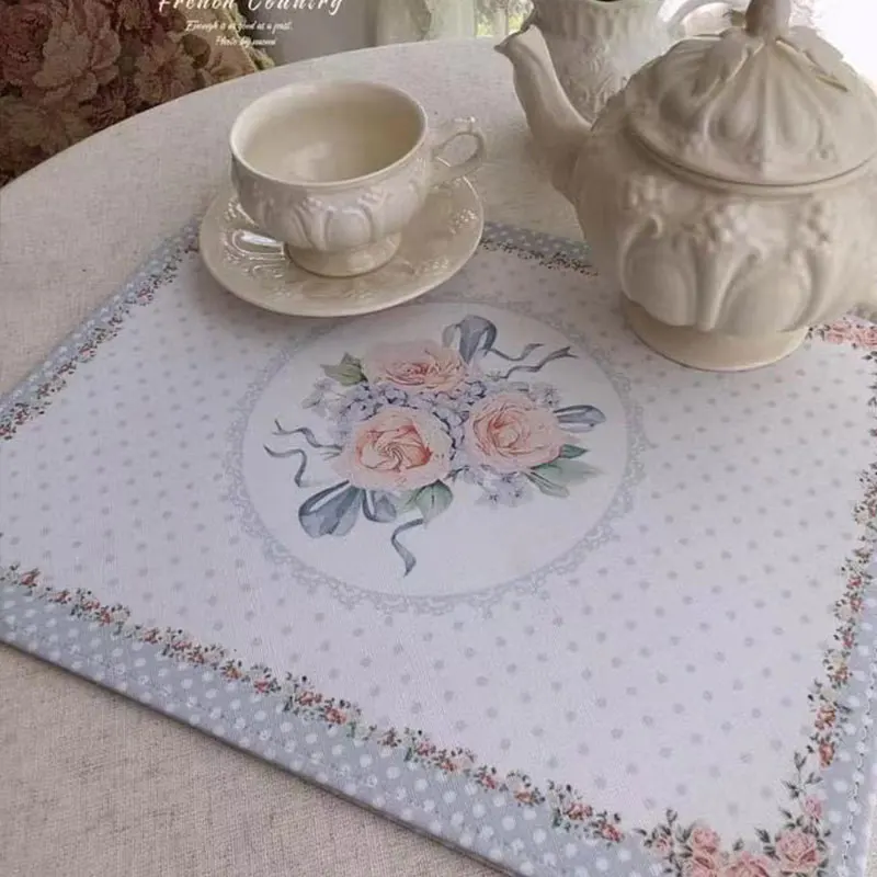 Classic Printing Leather Placemat French Romantic Home Coaster Bowl Mats Waterproof Oil-resistant Placemats Dining Table Mats