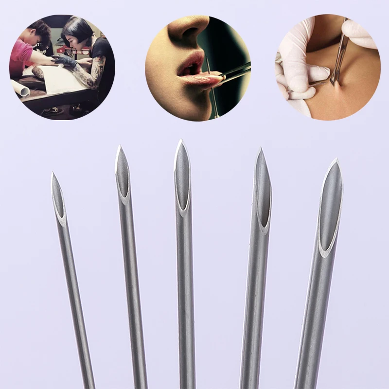 5/10pcs Disposable Sterile Body Piercing Needles Medical Tattoo Needle for Navel Nipple Lip Navel Ring Kit Surgical Steel Tool