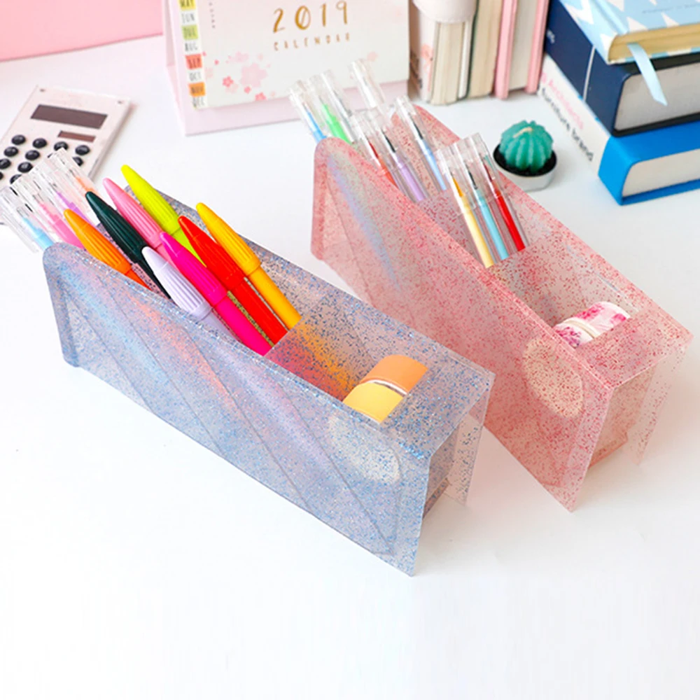 Desk Pen Holders Pencil Makeup Storage Box Desktop Organizer Stand Case Office Accessories Stationery store