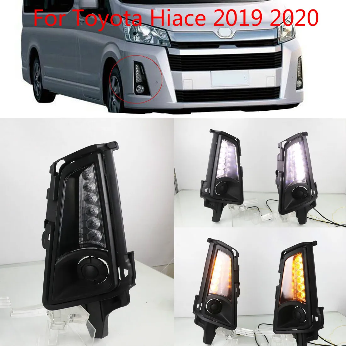 

2PCS Car LED Front Fog Light Auto Bulb Bumper Light Cover Daytime Running Light For Toyota Hiace 2019 2020 DRL