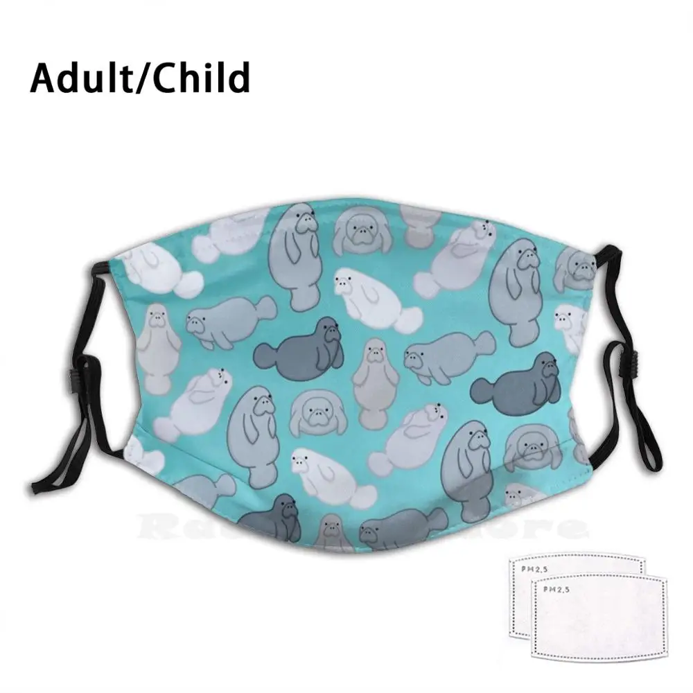 

Manafree Print Washable Filter Anti Dust Mouth Mask Manatee Ocean Animal Animals Manatees Fish Sea Life Nature Dugong Dugongs