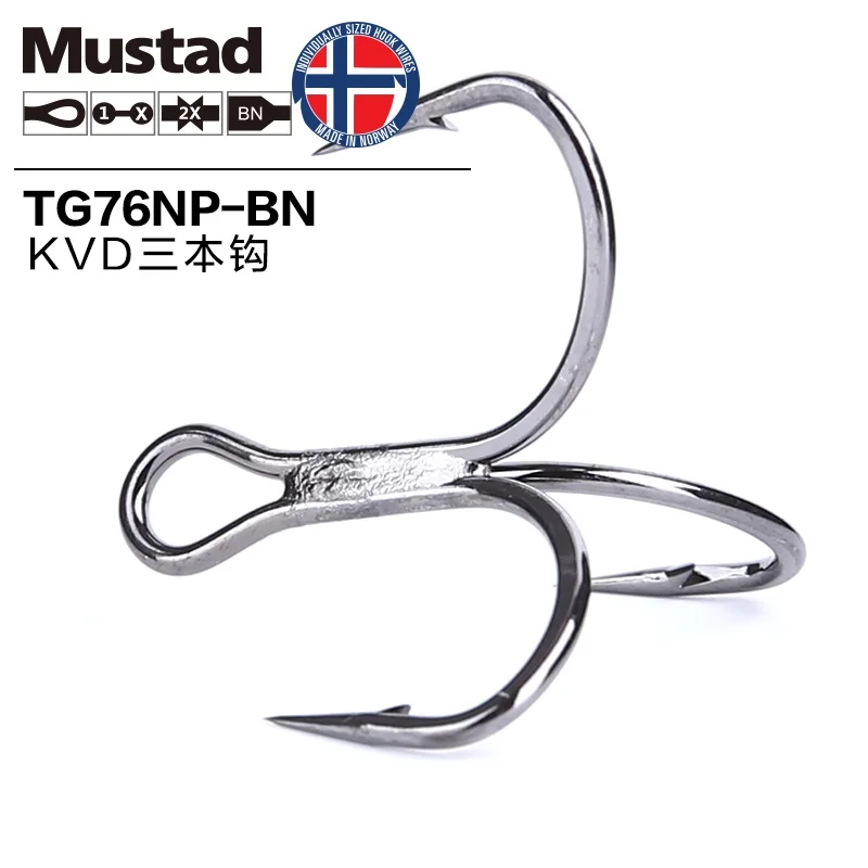 

Mustad Hooks TG76 Anti-Rust Treble Hooks Strong Triple Anchor Fishhooks High Carbon Steel Sea Worm Carp Saltwater Lure Rock Hook