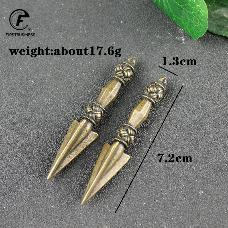 Small Retro Brass Vajry Pestle Ornaments Vintage Brass KeyChains Pendant Buddha Instruments Lucky Home Decorations Avoid Evil image 2