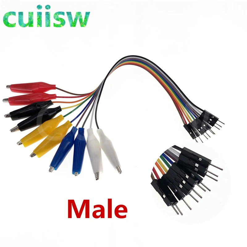 20 سنتيمتر 30 سنتيمتر 10pin مزدوجة نهاية التمساح كليب الانتقال سلك الذكور الإناث التمساح كليب اختبار الرصاص سلك توصيل معزز خط كابل اتصال ذاتي الصنع