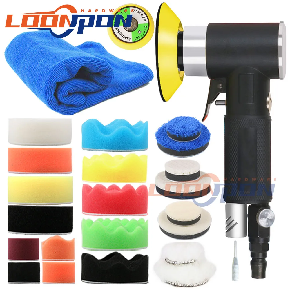 Kit de Máquina de Ferramentas de ar de Moagem de Lixadeira de ar Polegadas3 Polegadas Máquina de Polimento Pneumático para Polimento de Carro