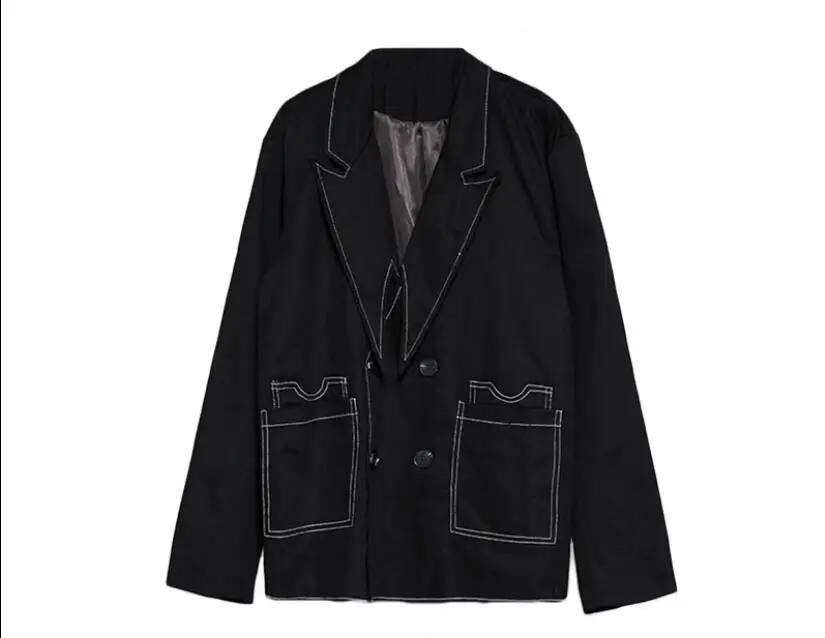 S-6XL!! Blazer simple à double boutonnage pour homme, beau, décontracté, avec ligne de couleur contrastée, 2020