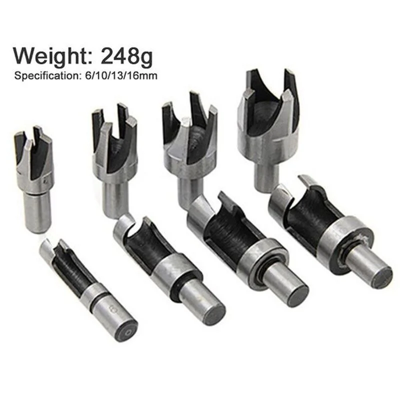 4Pcs or 8Pcs/set Wood Plug Hole Cutter Drill Straight Tapered Deep Plug Woodworking Cutters Sets Claw Shape Tool Drill Bits