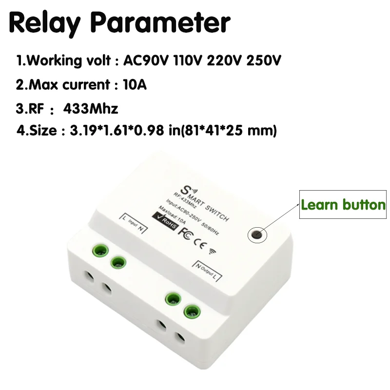 433Mhz bezprzewodowy pilot AC110V 220V 1CH przekaźnik odbiorczy On off światło zdalne moduł przełączający do kontrolera lampa ledowa