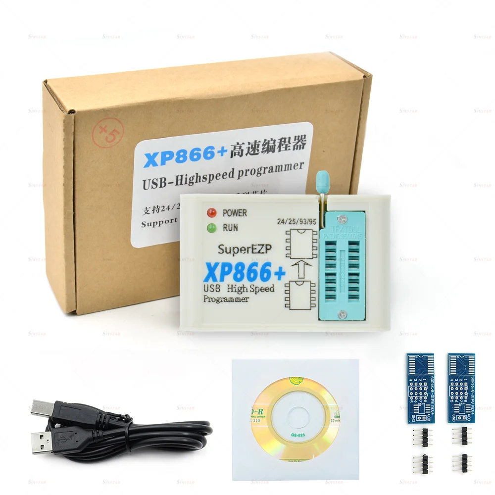 Original XP866 USB SPI Programmer+ 2 Standard Adapters Sop8/16 Support 24 25 93 95 EEPROM Flash Bios Minipro Laptop Programming