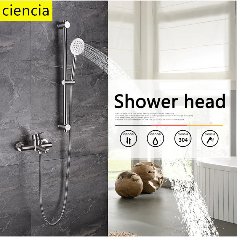 

SUS304 Stainless Metal Shower Sliding Bar with Height Adjustable for Bathroom with Shower Head Bath Tap Shower Set