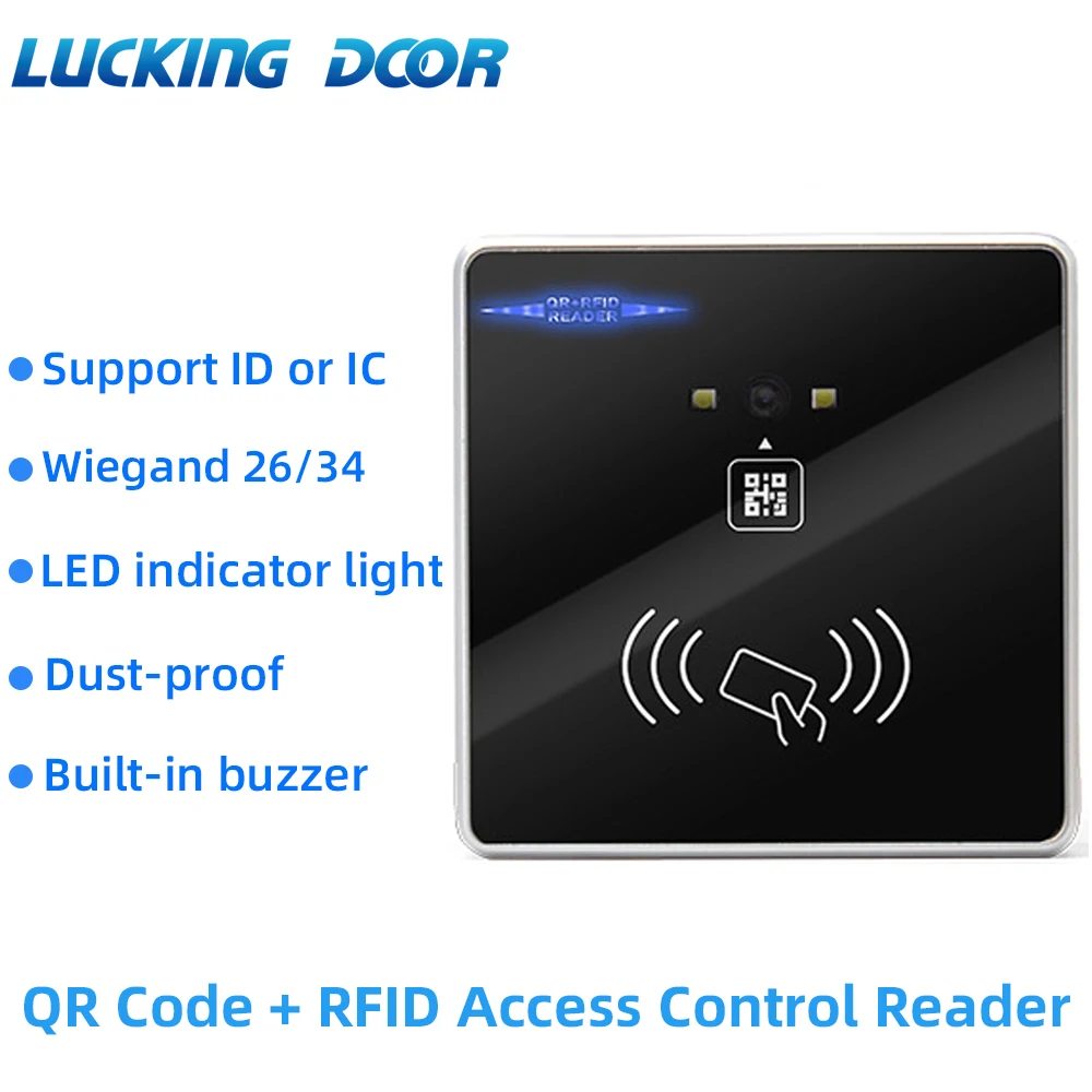 13.56Mhz 125Khz RFID Barcode 2D QR Code Reader Access Control Reader Wiegand TTL RS232 RS485 Port Optiona 12V