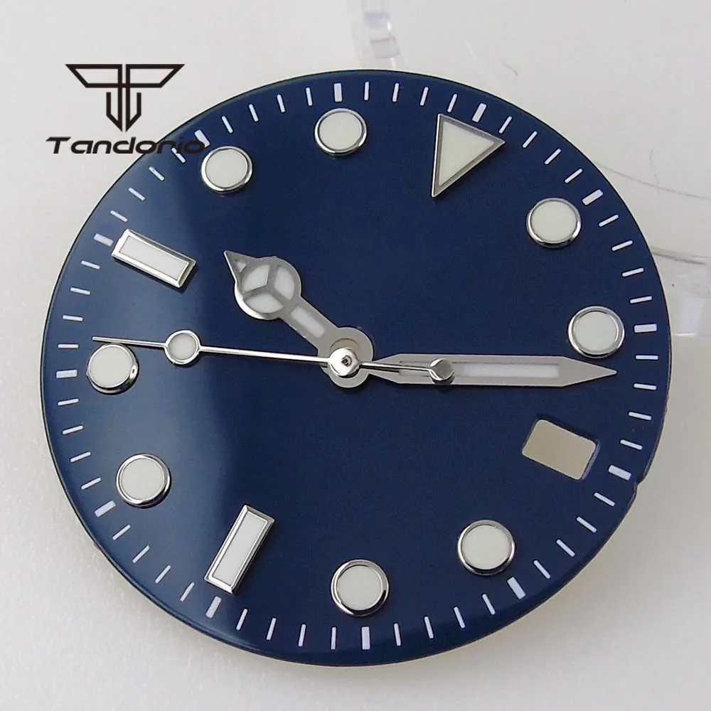 29mm Dark Blue/Orange/Yellow Watch Dial Hands Set Date Window Fit for NH35 Movement Luminous Watch Parts Replacements