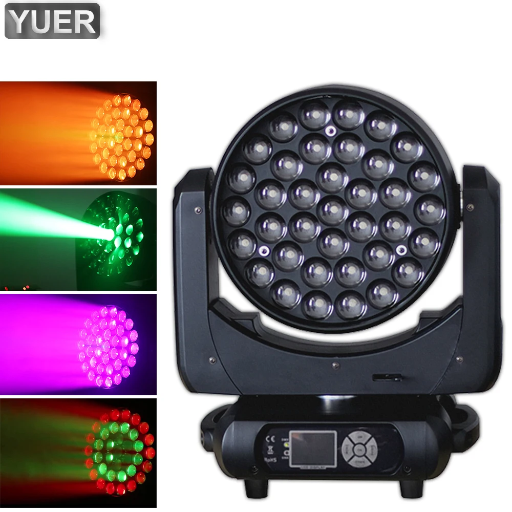 Stage Effect NEW 37x15w Beam Moving Moving Head Zoom Light RGBW 4IN1 DMX Ring Color Control Disco DJ Equipment Party Lights