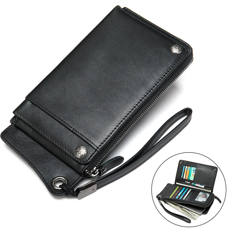 

MVA Men's Clutch Bag Man Wallet Male Genuine Leather Purse for Mens Wallet for Phone Luxury Men's Purse Leather Card Holder 9088