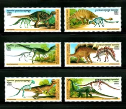 6Pcs/Set New Cambodia Post Stamp 2000 Prehistoric Dinosaurs Stamps MNH