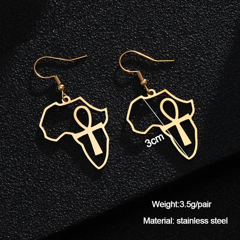 2025 Stainless Steel Steed Africa Map Big Foot Ankle Earrings Exaggerated Large Earrings Egyptian Nile Ethnic Exaggerated Gift
