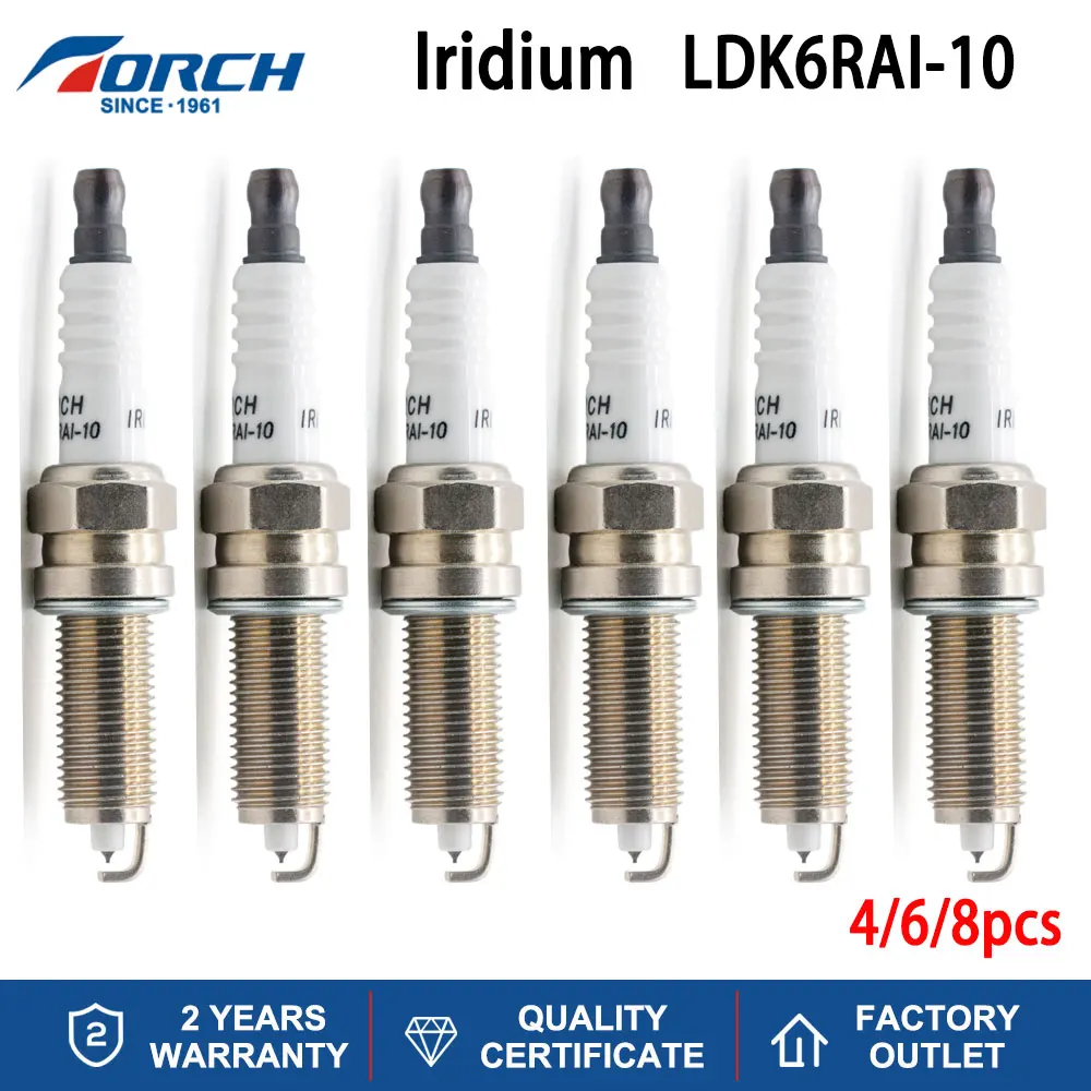 4-8PCS Iridium Candles TORCH LDK6RAI-10 Replace for SILZKR6B10E LZKR6B-10E HYUNDAI 18846-10060 18846-10061 1885510060 1885510061