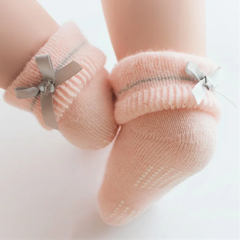 Chaussettes pour nouveau-né avec nœud papillon, style décontracté, pour bébé fille