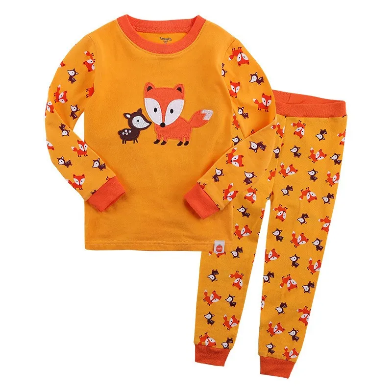 

Spring Autumn cotton baby home clothes girls pajama 2 pcs set kids sleepwear children nightwear cartoon rabbit fox 2 to 7 yrs